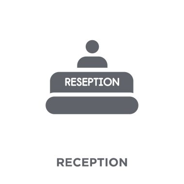 Resepsiyon simgesi. Resepsiyon tasarım konsepti Hotel Collection. Basit öğe vektör çizim beyaz arka plan üzerinde.