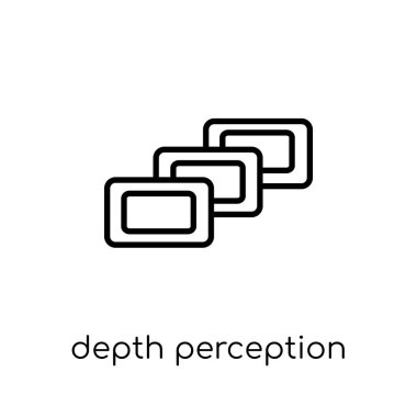 derinlik algısı simgesi. Modaya uygun modern düz doğrusal vektör Derinlik hissinin simgesine ince çizgi yapay zeka, geleceğin teknoloji koleksiyonu, Anahat vektör çizim beyaz arka plan