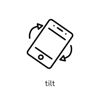 Tilt simgesi. Trendy modern düz doğrusal vektör Tilt üstünde kutsal kişilerin resmi--dan ince içini kaplamak yapay zeka, geleceğin teknoloji koleksiyonu, düzenlenebilir beyaz arka plan anahat kontur vektör çizim