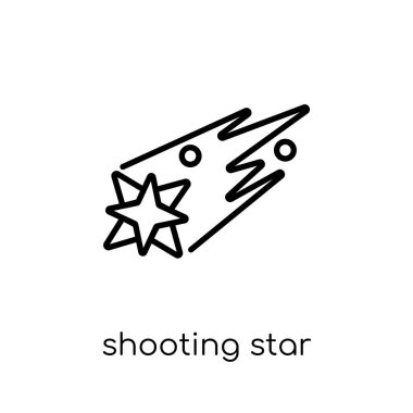 Kayan yıldız simgesi. Modaya uygun modern düz doğrusal vektör kayan yıldız simgesine ince çizgi astronomi koleksiyonu, Anahat vektör çizim beyaz arka plan