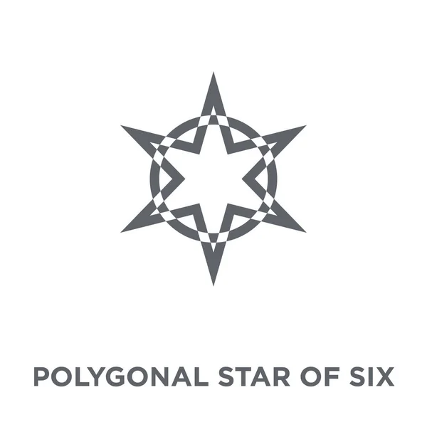 Estrella Poligonal Seis Puntos Icono Estrella Poligonal Seis Puntos Concepto — Vector de stock