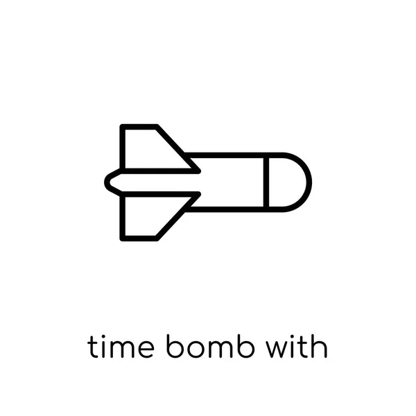 Бомба Замедленного Действия Изображением Часов Модная Современная Плоская Линейная Векторная — стоковый вектор