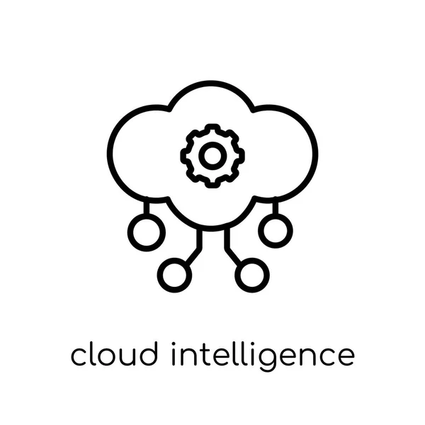 Inteligence Ikona Cloudu Trendy Moderní Ploché Lineární Vektorové Cloud Inteligenci — Stockový vektor