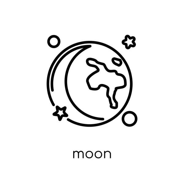 Mondsymbole Trendige Moderne Flache Lineare Vektor Mond Ikone Auf Weißem — Stockvektor