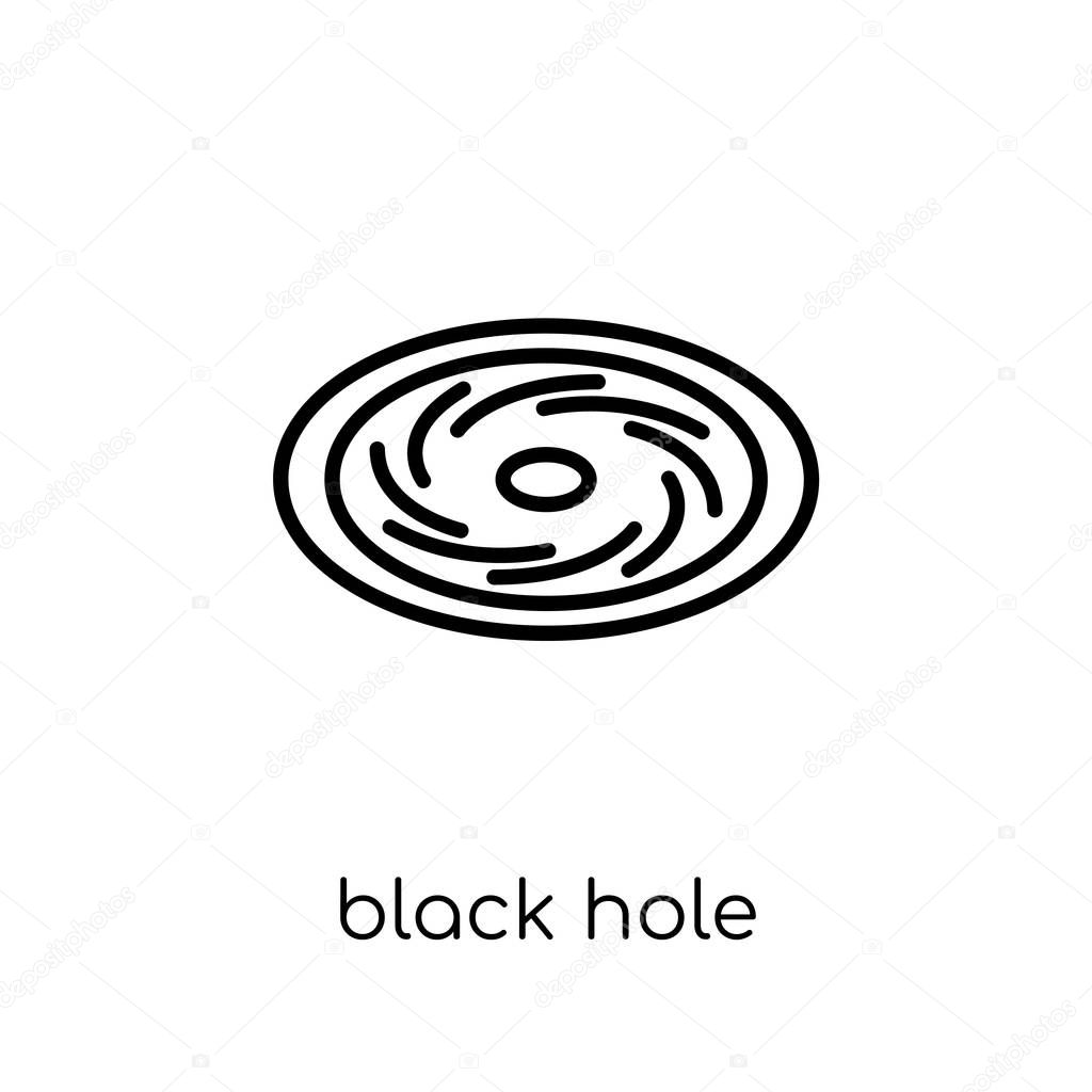 Black hole icon. Trendy modern flat linear vector black hole icon on white background from thin line Astronomy collection, outline vector illustration