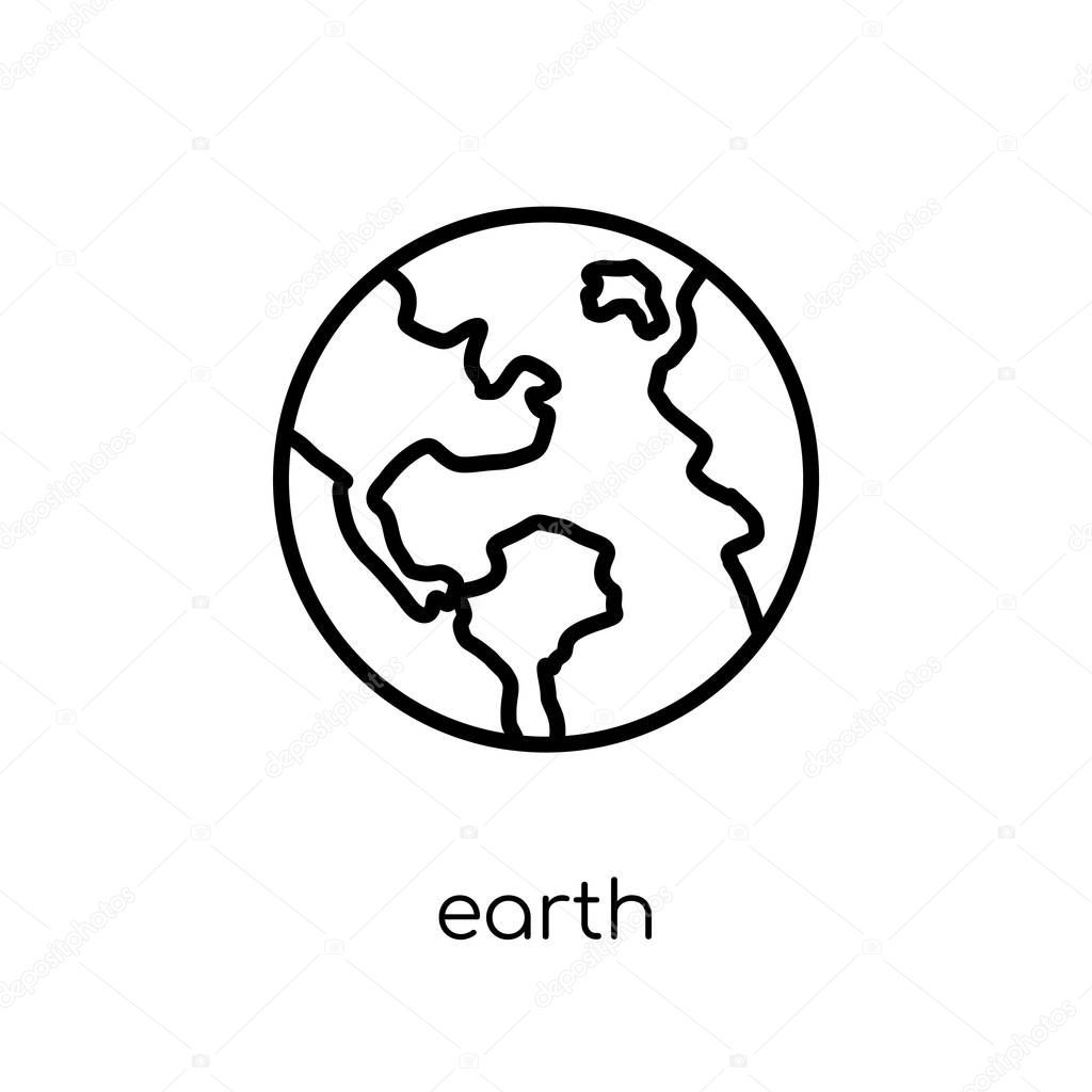 earth icon. Trendy modern flat linear vector earth icon on white background from thin line Astronomy collection, outline vector illustration