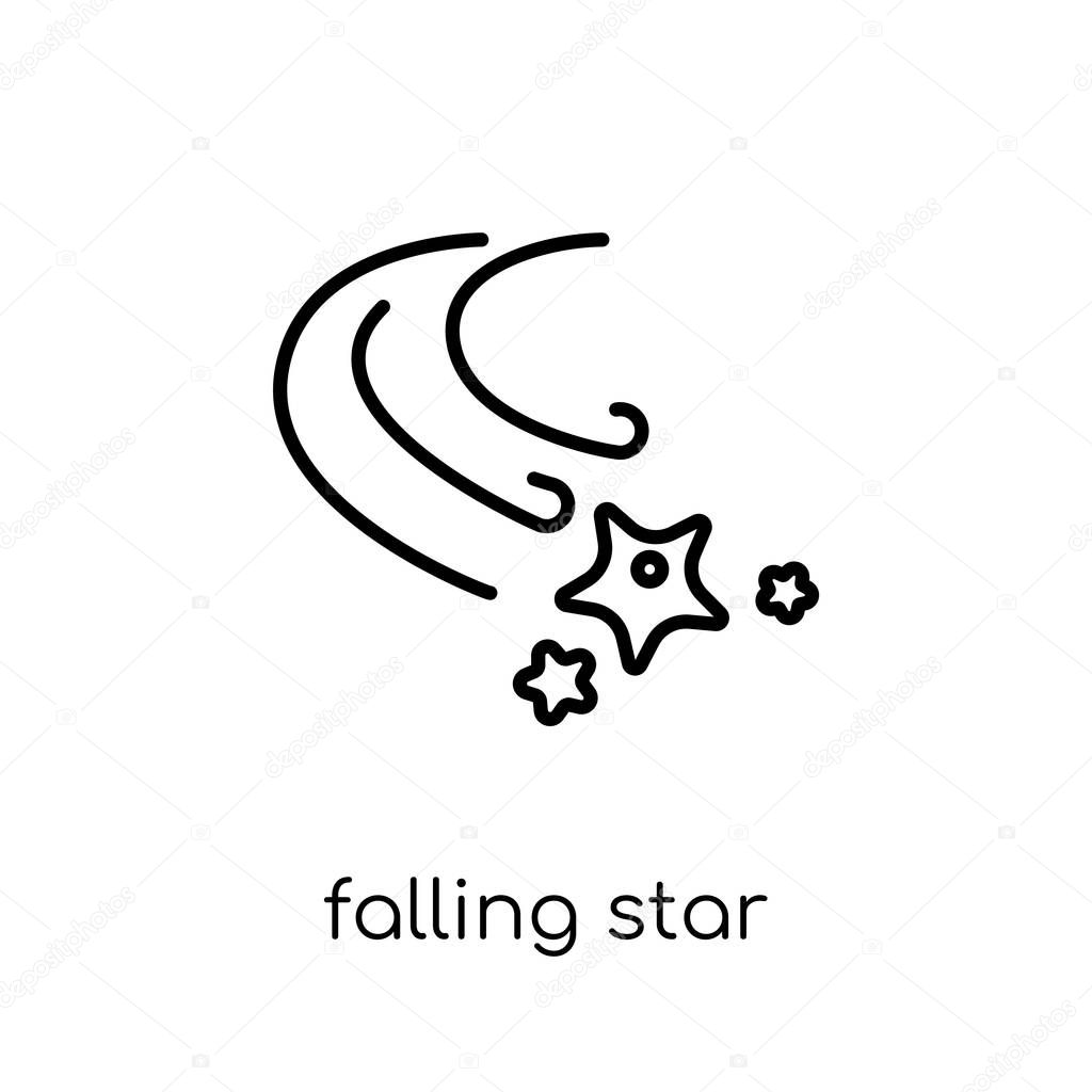 falling star icon. Trendy modern flat linear vector falling star icon on white background from thin line Astronomy collection, outline vector illustration