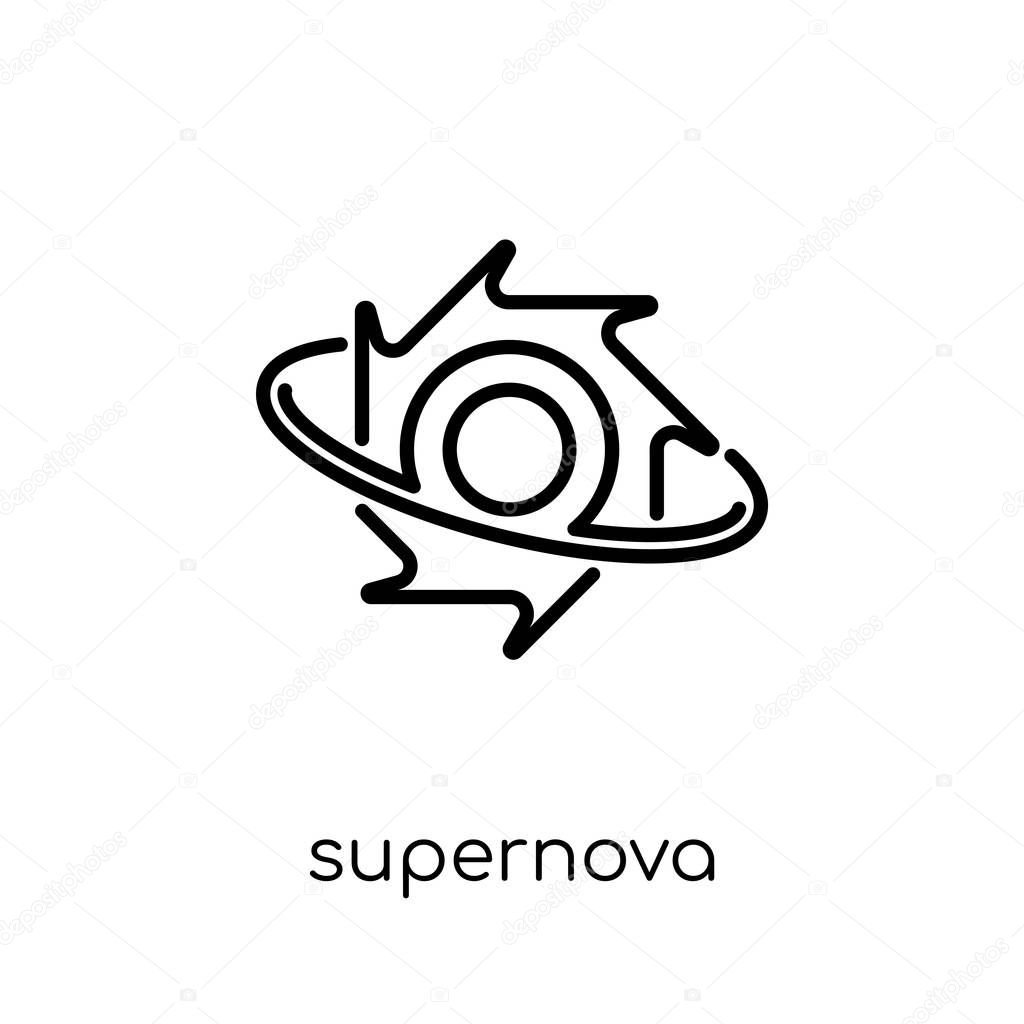 supernova icon. Trendy modern flat linear vector supernova icon on white background from thin line Astronomy collection, outline vector illustration
