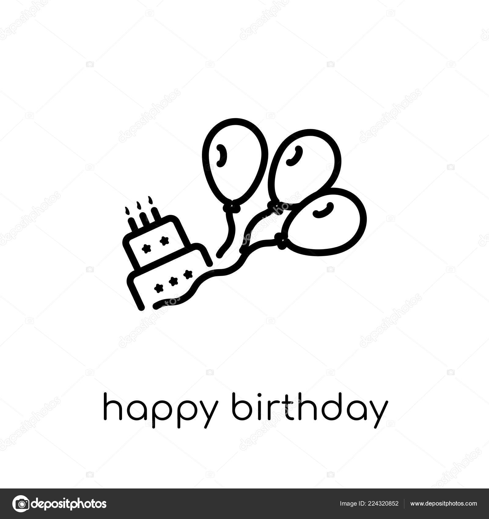 Download Happy Birthday Icon Trendy Modern Flat Linear Vector Happy ...