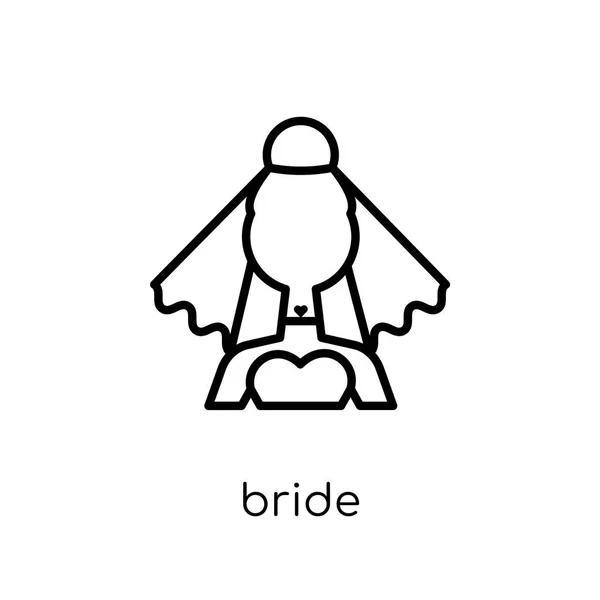 Икона Невесты Модный Современный Плоский Линейный Вектор Невесты Икона Белом — стоковый вектор