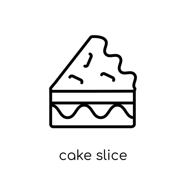 ケーキのスライス アイコン トレンディな近代的なフラット線形ベクトル ケーキ スライス アイコンが細い線の誕生日から白地とパーティー コレクション 概要のベクトル図 — ストックベクタ