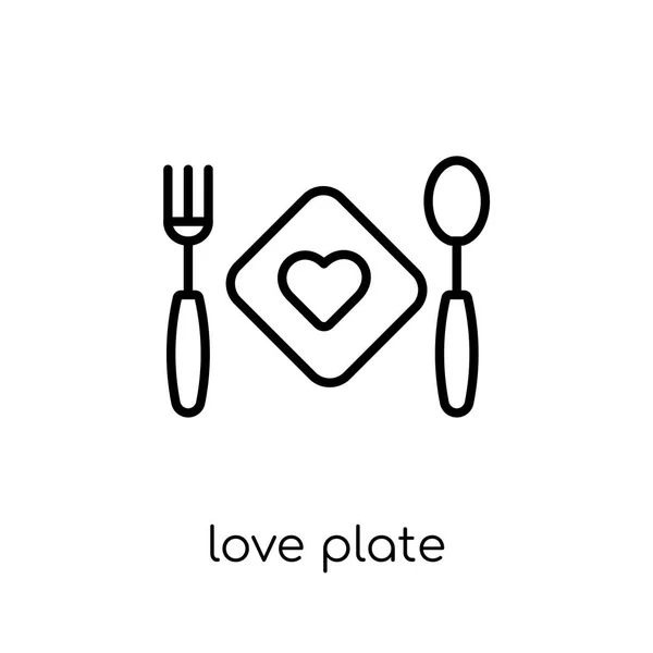 Love Plate Icon Trendy Modern Flat Linear Vector Love Plate — Stock Vector