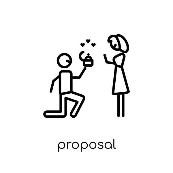 Proposal Icon Trendy Modern Flat Linear Vector Proposal Icon White — Stock Vector