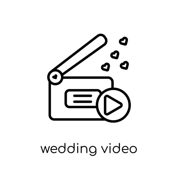 Icône Vidéo Mariage Tendance Moderne Plat Vecteur Linéaire Icône Vidéo — Image vectorielle