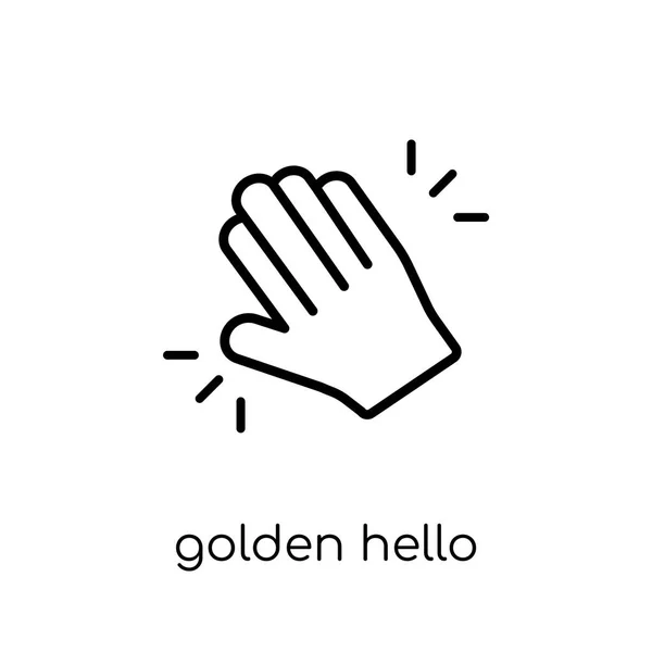 Icona Golden Hello Trendy Moderno Vettore Lineare Piatto Icona Golden — Vettoriale Stock
