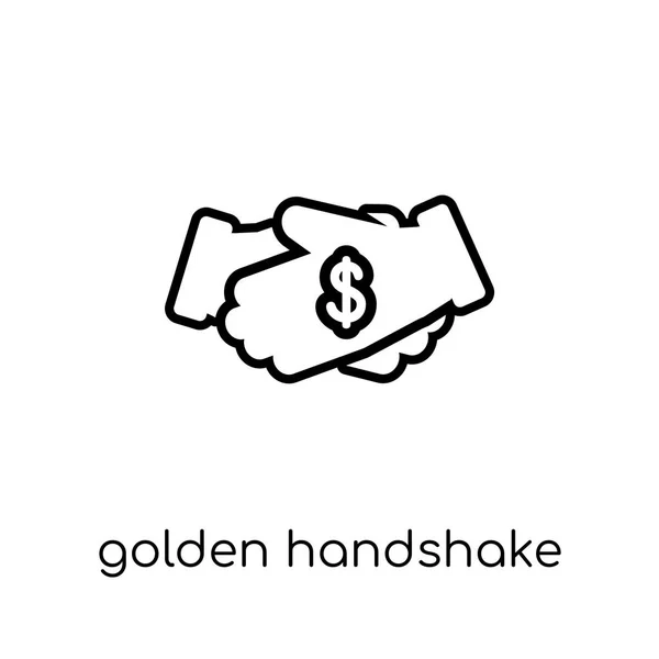 Gouden Handdruk Pictogram Trendy Modern Plat Lineaire Vector Gouden Handdruk — Stockvector