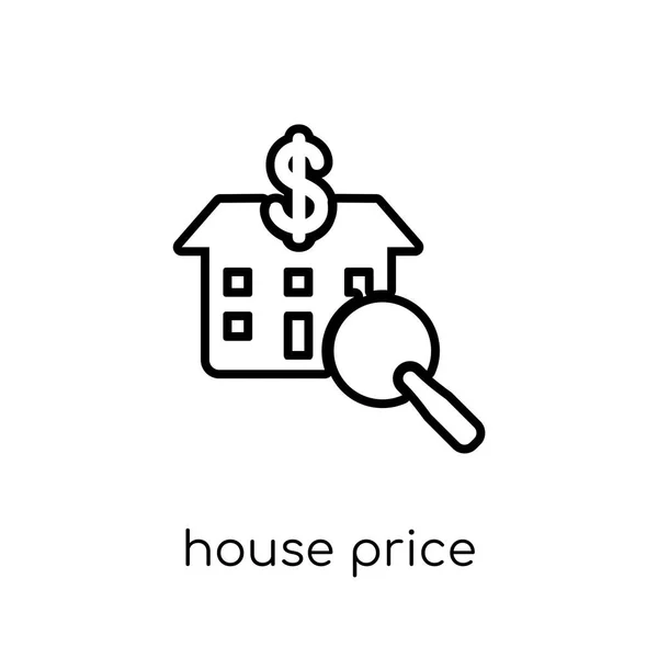 房价调查图标 时尚现代平面线性向量房子价格调查图标在白色背景从细线业务汇集 可编辑的概述冲程向量例证 — 图库矢量图片