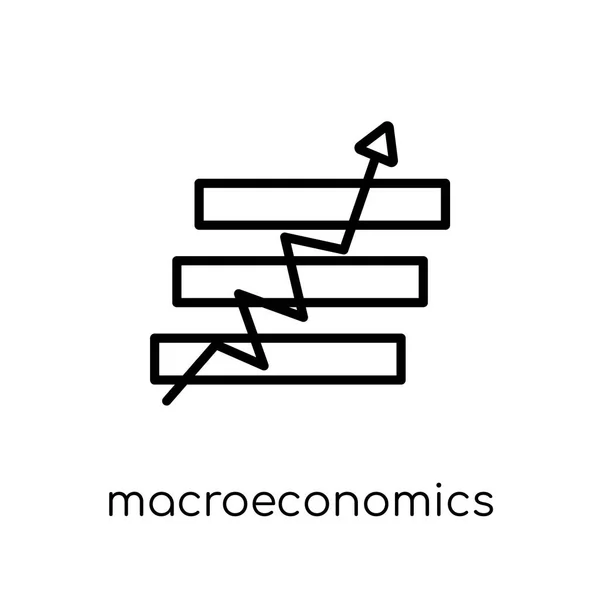 Icône Macroéconomique Vecteur Linéaire Plat Moderne Tendance Icône Macroéconomie Sur — Image vectorielle