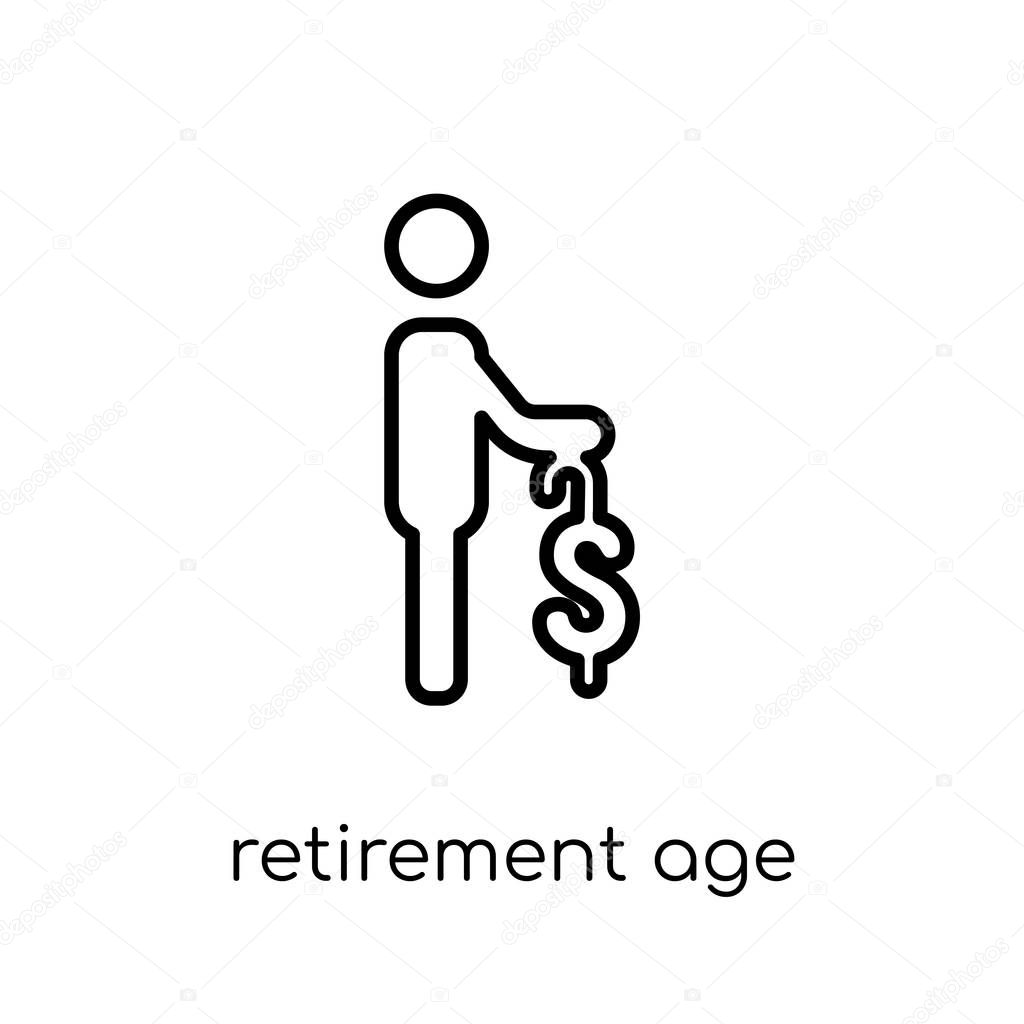 Retirement age icon. Trendy modern flat linear vector Retirement age icon on white background from thin line business collection, editable outline stroke vector illustration