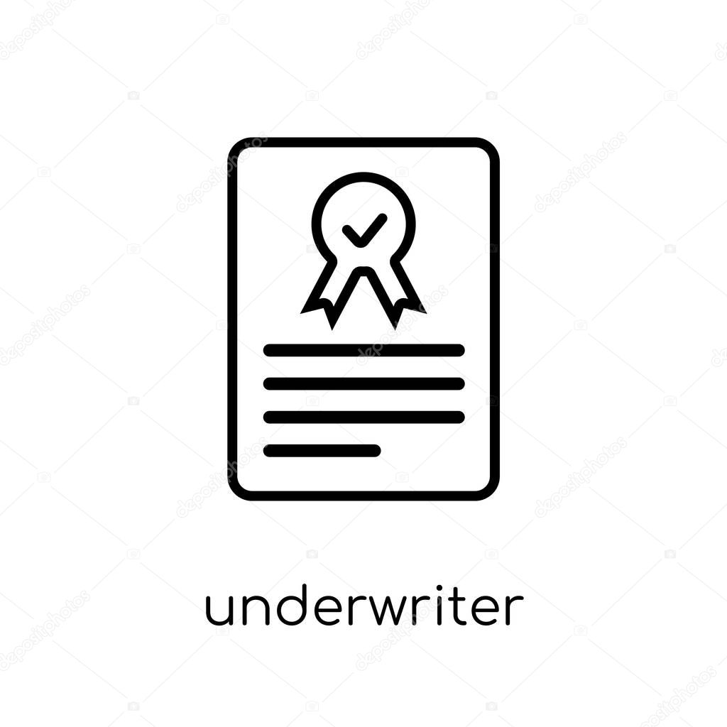 Underwriter (shares) icon. Trendy modern flat linear vector Underwriter (shares) icon on white background from thin line business collection, editable outline stroke vector illustration