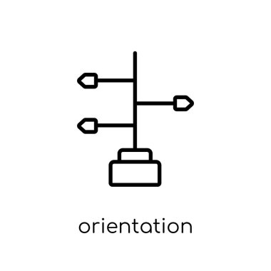 Yönlendirme simgesi. Modaya uygun modern düz doğrusal vektör Yönlendirme simgesi ince çizgi kamp Collection, Anahat vektör çizim beyaz arka plan üzerinde