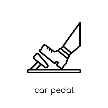 araba pedal simgesi. Modaya uygun modern düz doğrusal vektör araba pedal kutsal kişilerin resmi--dan ince içini kaplamak araba parçaları koleksiyonu, Anahat vektör çizim beyaz arka plan üzerinde