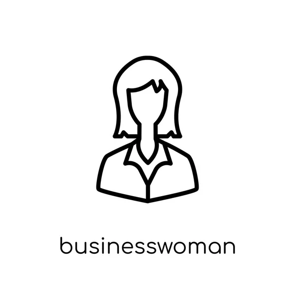 Businesswoman Icon Trendy Modern Flat Linear Vector Businesswoman Icon White — Stock Vector