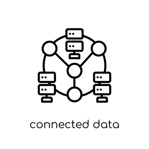 Icono Datos Conectados Moderno Vector Lineal Plano Moda Icono Datos — Vector de stock