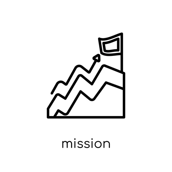 Mission Ikonra Divatos Modern Lakás Lineáris Vektor Misszió Ikon Fehér — Stock Vector
