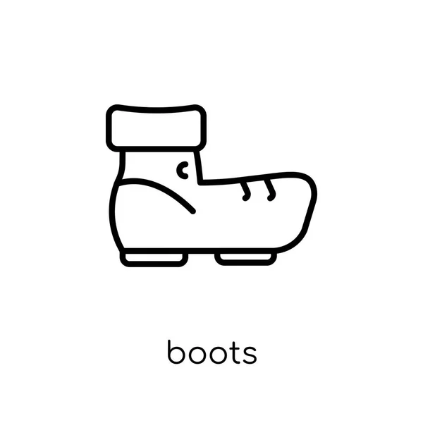 时尚现代平面线性向量靴子图标在白色背景从细线露营汇集 概述向量例证 — 图库矢量图片