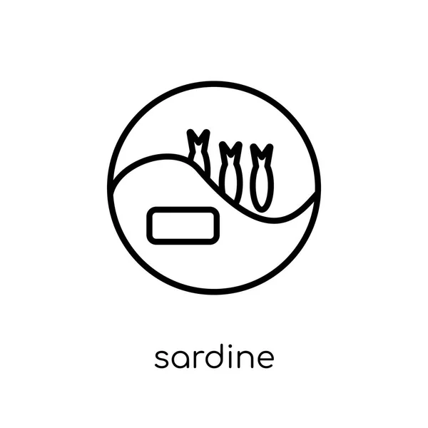 Sardinenikone Trendige Moderne Flache Lineare Vektor Sardine Symbol Auf Weißem — Stockvektor