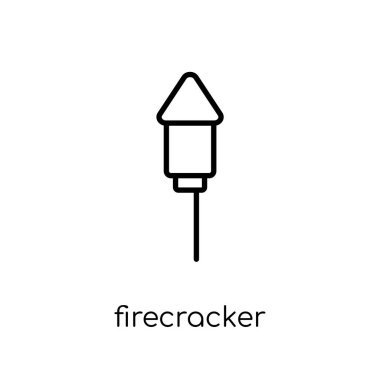 kestane fişeği simgesi. Modaya uygun modern düz doğrusal vektör fişek simgesi ince çizgi Noel koleksiyon, Anahat vektör çizim beyaz arka plan üzerinde