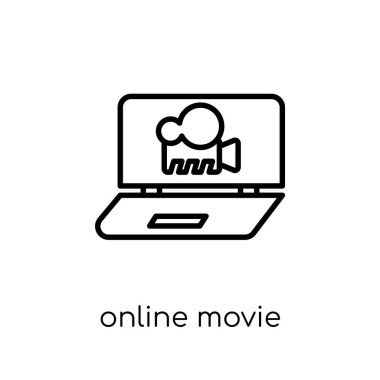 Online film simgesi. Modaya uygun modern düz doğrusal Online film simgesi beyaz arka planda ince çizgi sinema Collection, düzenlenebilir anahattı kontur vektör çizim vektör