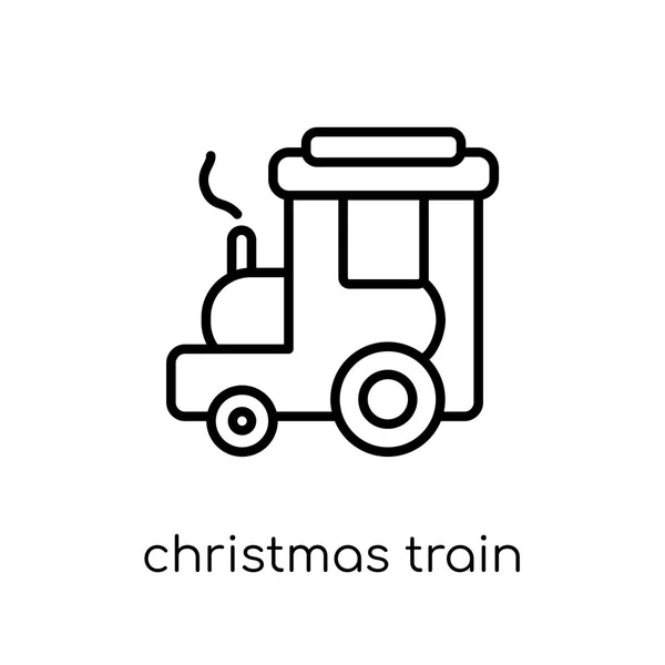 Boże Narodzenie Train Modny Nowoczesny Liniowych Płaskich Wektor Boże Narodzenie — Wektor stockowy