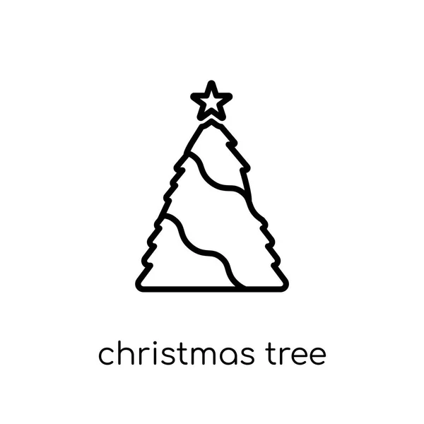 Icono Del Árbol Navidad Moderno Moderno Vector Lineal Plano Icono — Vector de stock