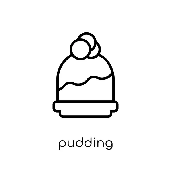 Pudding Symbol Trendige Moderne Flache Lineare Vektorpudding Ikone Auf Weißem — Stockvektor