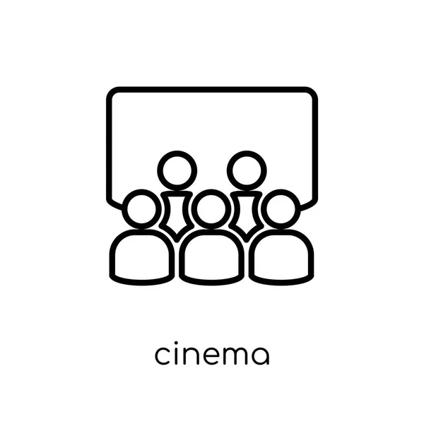 Cinema Icon Trendy Modern Flat Linear Vector Cinema Icon White — Stock Vector