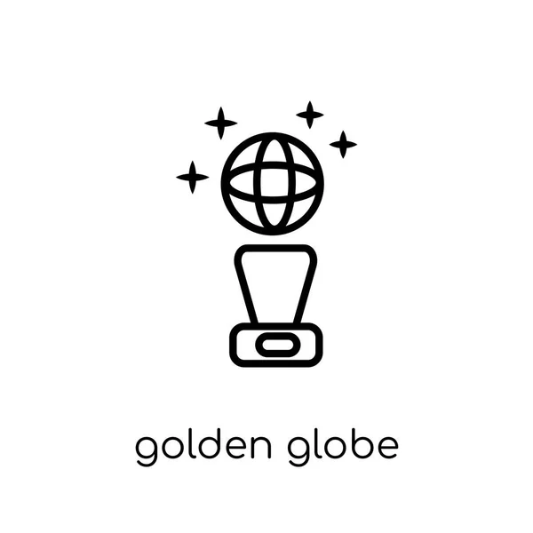 Goldene Weltkugel Trendige Moderne Flache Lineare Vektor Golden Globe Symbol — Stockvektor