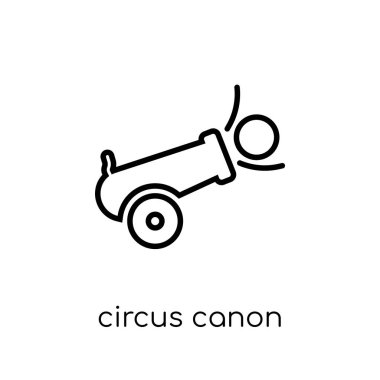 sirk canon simgesi. Modaya uygun modern düz doğrusal vektör sirk canon simgesi ince çizgi sirk koleksiyonu, Anahat vektör çizim üzerinden beyaz arka plan üzerinde