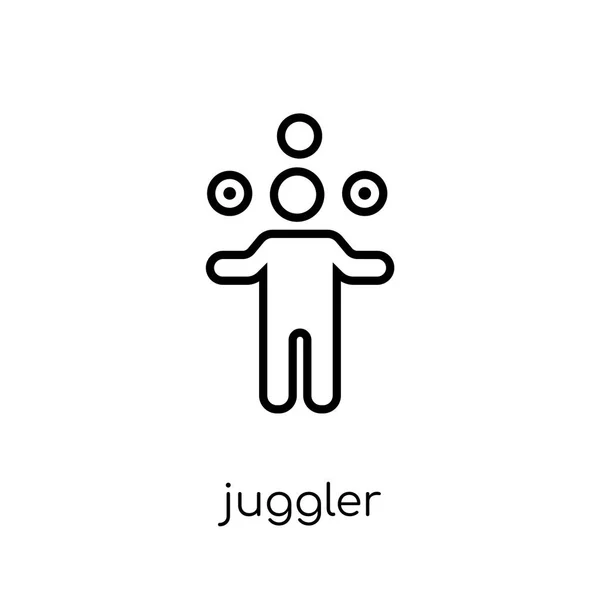 ジャグラーのアイコン 細い線サーカス コレクション 概要のベクトル図から白い背景のトレンディなモダンなフラット線形ベクトル ジャグラー アイコン — ストックベクタ