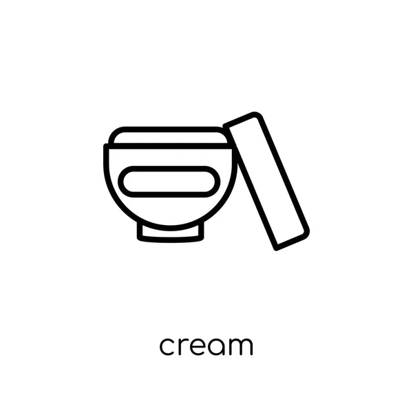 Icono de crema. Moderno moderno vector lineal plano icono de la crema en blanco — Archivo Imágenes Vectoriales