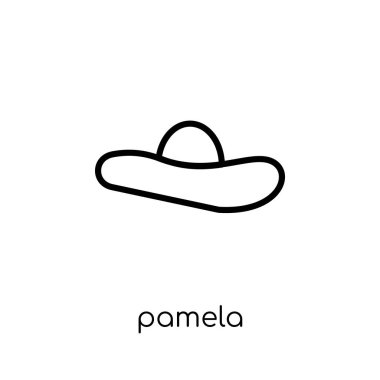 Pamela simgesi. Modaya uygun modern düz doğrusal vektör ince çizgi Collection, Anahat vektör çizim beyaz arka plan üzerinde pamela simgesi