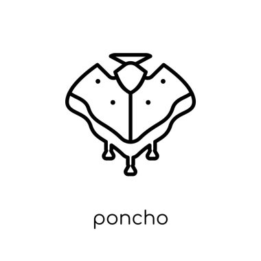 Panço simgesi. Modaya uygun modern düz doğrusal vektör panço simgesi ince çizgi Collection, Anahat vektör çizim beyaz arka plan üzerinde