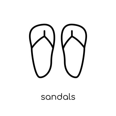sandalet simgesi. Modaya uygun modern düz doğrusal vektör sandalet simgesi ince çizgi Collection, Anahat vektör çizim beyaz arka plan üzerinde