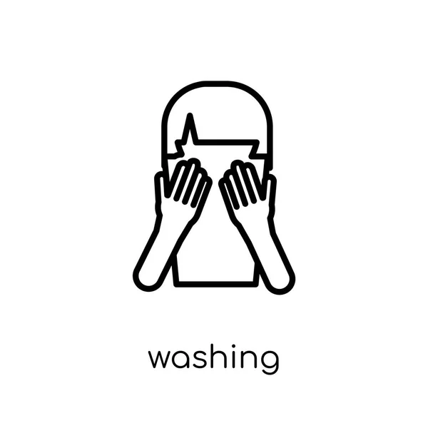 Waschikone Trendige Moderne Flache Lineare Vektor Waschen Ikone Auf Weißem — Stockvektor