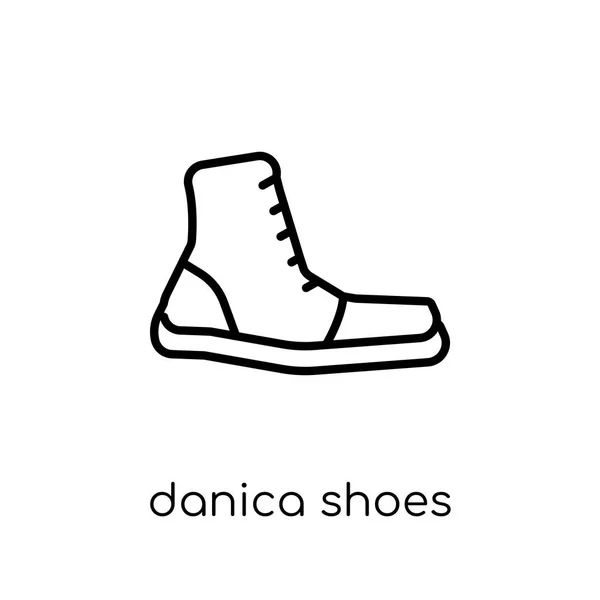 丹妮卡鞋图标 时尚现代扁平线性向量 Danica 鞋子图标在白色背景从细线 Danica 鞋子汇集 概述向量例证 — 图库矢量图片