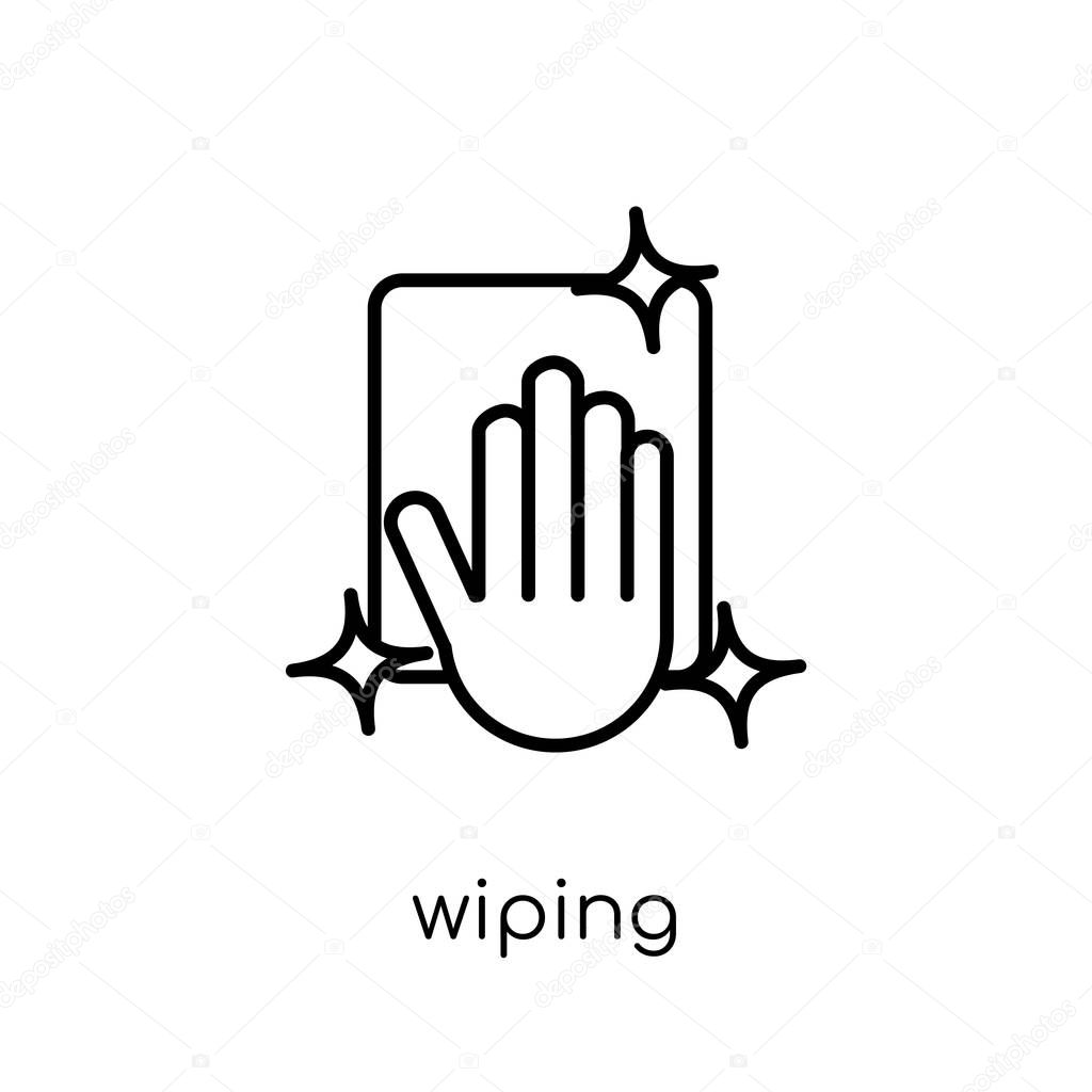 Wiping icon. Trendy modern flat linear vector Wiping icon on white background from thin line Cleaning collection, editable outline stroke vector illustration