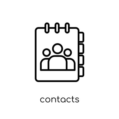 kişiler simgesi. İnce çizgi iletişim Collection, Anahat vektör çizim beyaz arka plan trendy modern düz doğrusal vektör kişiler simgesini