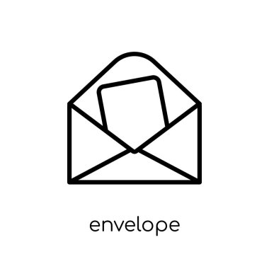 zarf simgesi. Modaya uygun modern düz doğrusal vektör zarf simgesi ince çizgi iletişim Collection, Anahat vektör çizim beyaz arka plan üzerinde