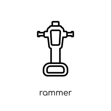 Rammer simgesi. Modaya uygun modern düz doğrusal vektör Rammer simgesine ince çizgi inşaat koleksiyonu, düzenlenebilir anahattı kontur vektör çizim beyaz arka plan